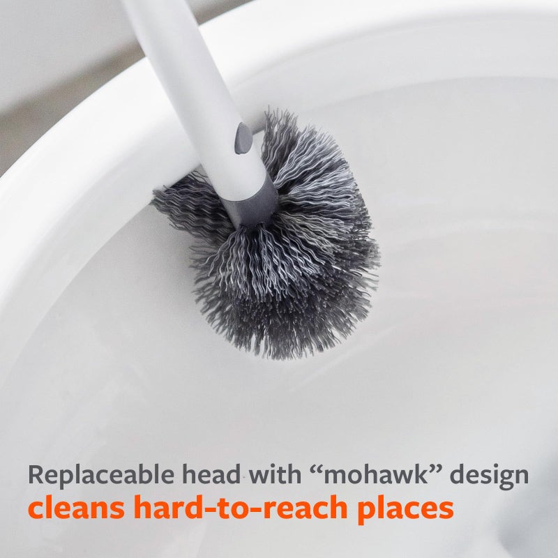 Full Circle Scrub Queen, Bathroom Toilet Brush with Ceramic Holder and Diatomaceous Earth Disk for Mold & Mildew Prevention, More Hygenic Toilet Cleaning Scrubber, Replaceable Head, White - Image 5