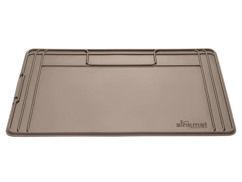 حصيرة تحت الحوض WeatherTech مقاومة للماء 34 × 22 بوصة صينية مرنة متينة لتنظيم المساحة تحت الحوض في المطبخ والحمام باللون البيج