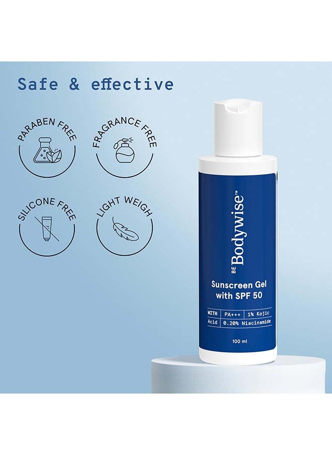 Be Bodywise - جل واقي من الشمس خفيف للغاية بعامل حماية من أشعة الشمس 50 Pa+++ يحتوي على 1% من حمض الكوجيك و0.20% من النياسيناميد يمنع الاسمرار ويرطب البشرة وغير دهني - Image 1
