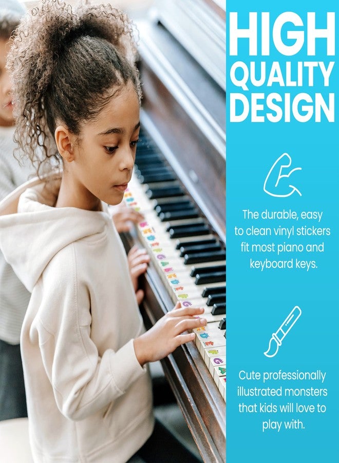 Crosby Monster Piano Stickers for Learning Piano or Keyboard - Transparent 88, 76, 61 & 49 Removable Key Set for Kids & Beginners - Image 5