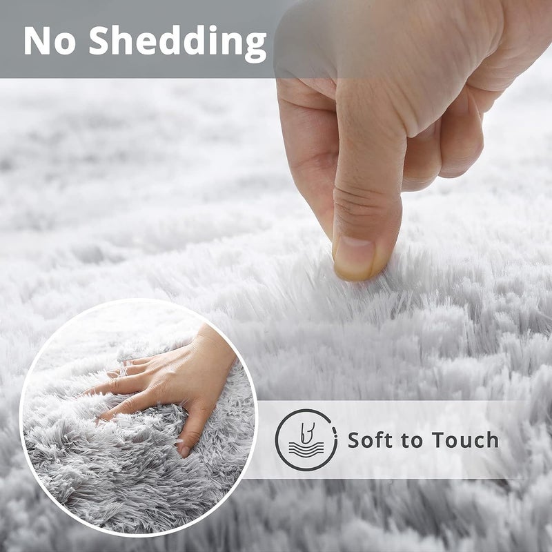 LIODUX Ultra Soft Indoor Modern Area Rugs Fluffy Living Room Carpets for Children Bedroom Home Decor Nursery Rug, Washable Furry Throw Rugs (Light Gray, 120 x 160 CM) - Image 2