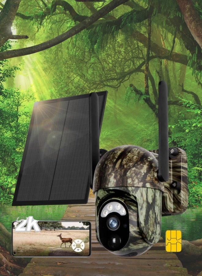 Generic 2K 4G Solar Wildlife Trail Camera – 360° PTZ, Motion Detection, Night Vision  - Image 1
