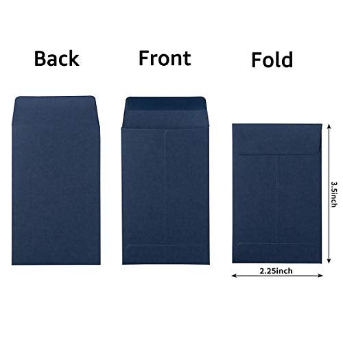Homtable 100 Pack Small Coin Envelopes Self-Adhesive Kraft Paper Seed Envelopes Mini Parts Small Items Stamps Storage Packets Envelopes for Garden, Office or Wedding Gift (Navy Blue, 2.25×3.5 inch) - Image 2