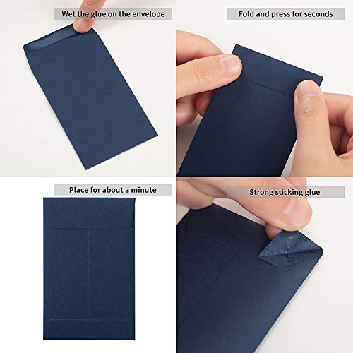 Homtable 100 Pack Small Coin Envelopes Self-Adhesive Kraft Paper Seed Envelopes Mini Parts Small Items Stamps Storage Packets Envelopes for Garden, Office or Wedding Gift (Navy Blue, 2.25×3.5 inch) - Image 3