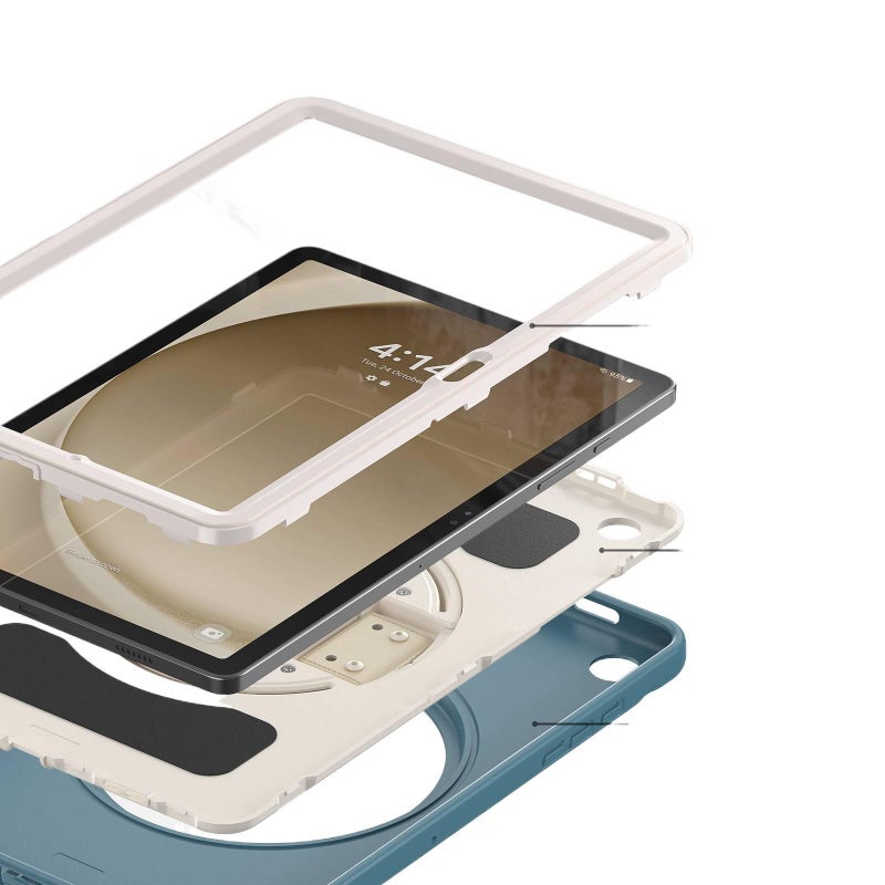 حافظة سامسونج تاب دوارة متوافقة مع Samsung Galaxy Tab A9 Plus باللون أخضر مع غطاء حماية ووظيفة حامل وحمل يومي للتابلت بوظيفة حامل باللون الأخضر Samsung Tab Rotating - Image 4