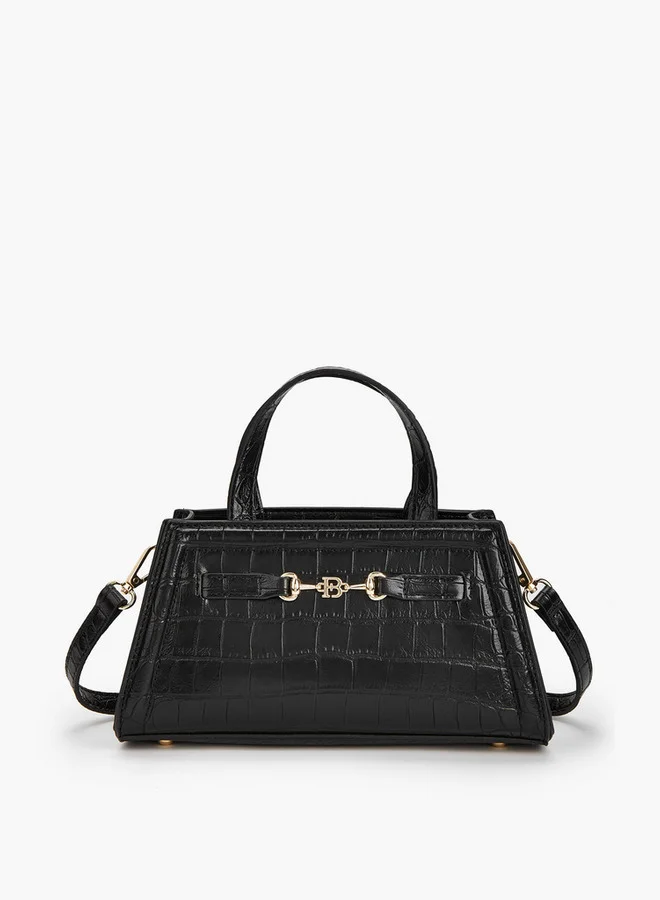 Flora Bella By Shoexpress Textured Crossbody Bag with Detachable Strap and Zip Closure