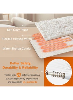 Beautyrest Beautyrest Heated Throw Blanket, Electric Throw, Soft, Warm, Reversible Plush - Sherpa, 3 Heat Settings, 2 hr Auto Shut Off, Machine Washable, 50 x 60 Grey  - Image 2