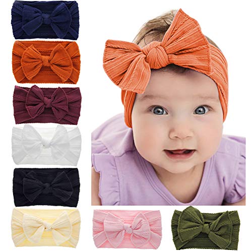 Toptim Baby Bow Headbands Turban Knotted, Girl's Hairbands for Newborn,Toddler and Childrens (8 Pack) - Image 1