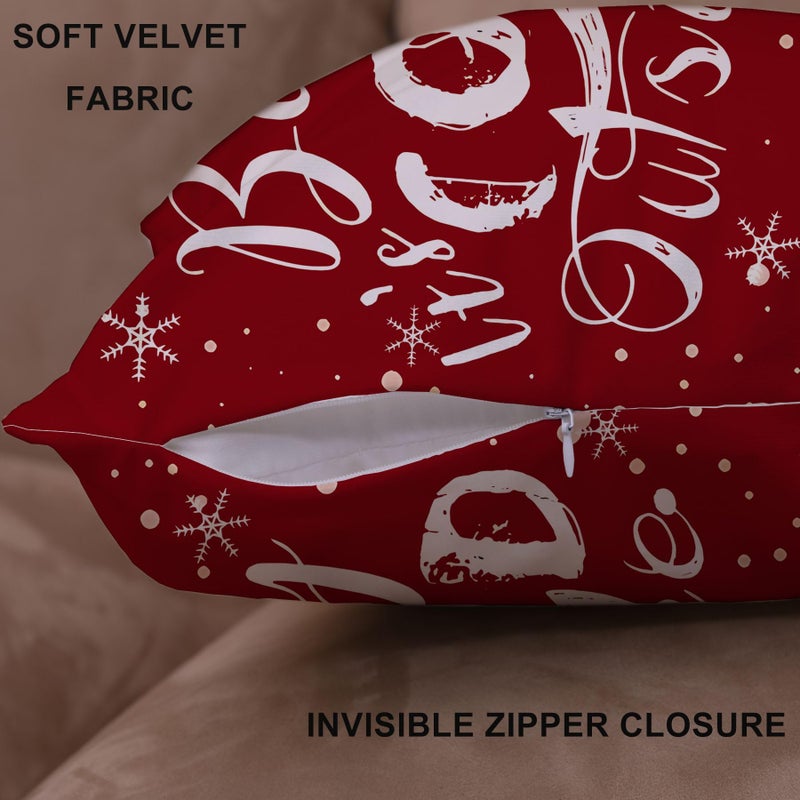 EZVING Christmas Pillowcase 24x24 Set of 4 Baby It's Cold Outside Gift Pine Tree Snowflake 24 x 24 Christmas Throw Pillow Case Set of 4 Soft Velvet Cushion Cover Home Office Decorative Square - Image 4