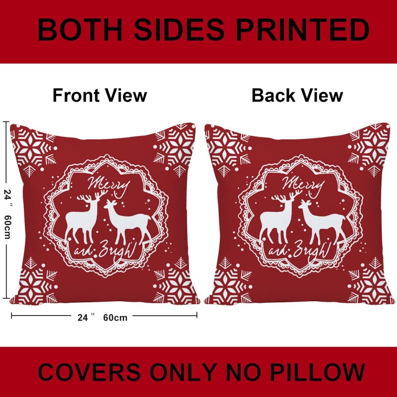 EZVING Christmas Pillowcase 24x24 Set of 4 Baby It's Cold Outside Gift Pine Tree Snowflake 24 x 24 Christmas Throw Pillow Case Set of 4 Soft Velvet Cushion Cover Home Office Decorative Square - Image 2