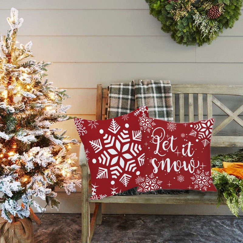 EZVING Christmas Pillowcase 24x24 Set of 4 Baby It's Cold Outside Gift Pine Tree Snowflake 24 x 24 Christmas Throw Pillow Case Set of 4 Soft Velvet Cushion Cover Home Office Decorative Square - Image 5