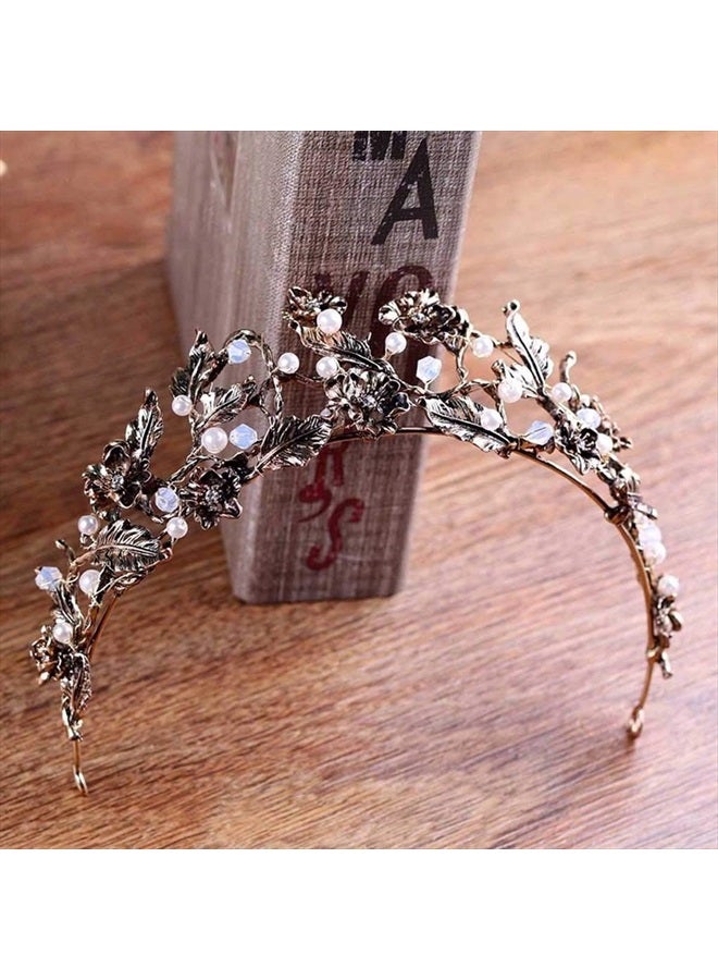 Fdesigner تاج زفاف ليؤوثريكس الذهبية وزهور التاج الملكي وإكسسوارات الشعر الباروكية للنساء - Image 3