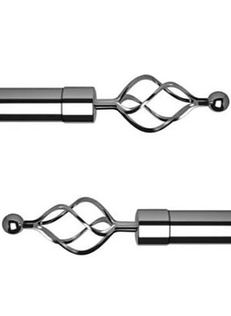 AL WADI FURNITURE Set of 2 Roman Pole Style Heavy Duty Luxury Extendable Curtain Rods, Metal Single Rods Finials Decorative End Window Treatment Rods Drapery Rods (SILVER, 200 – 400 cm)  - Image 5