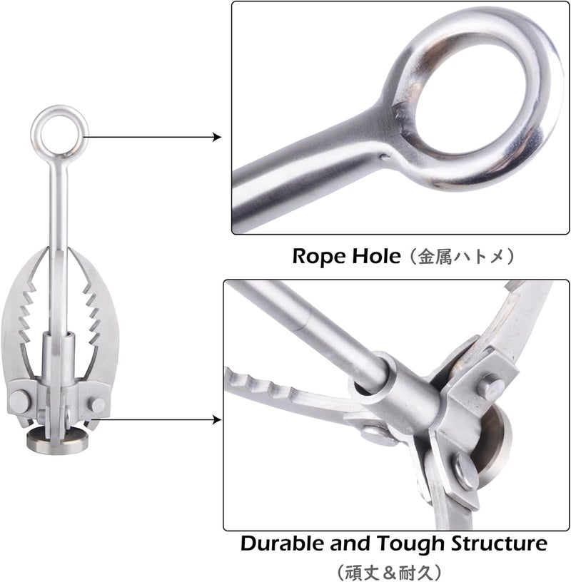 TRIWONDER Grappling Hook Gravity Rock Climbing Hooks Folding Carabiner Claws Stainless Steel Anchor for Climbing, Fishing, Hiking, Tree Limb Removal - Image 3
