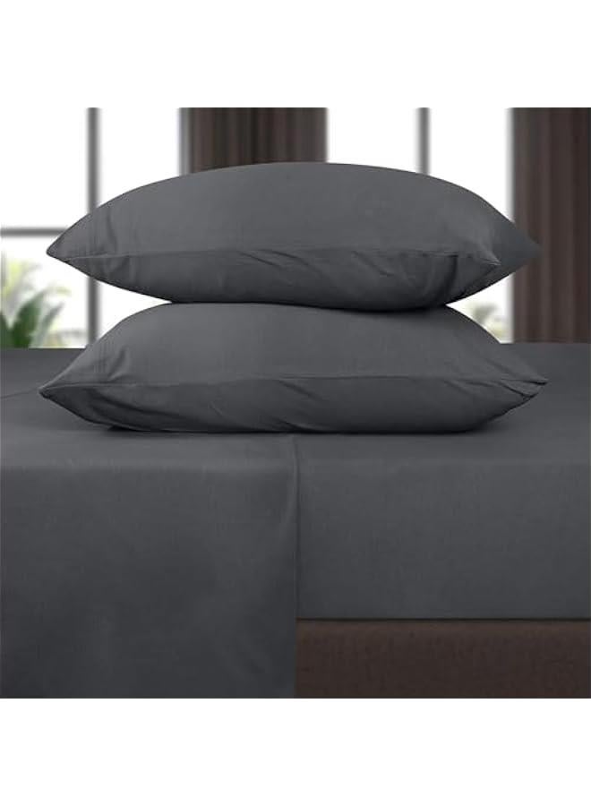 HOOKOR Bedding King Size Sheet Set - Knit Sheet 4 Piece Set - Cotton Knit Sheets - Soft T-Shirt Stretch Sheet (King, Dark Gray)  - Image 4