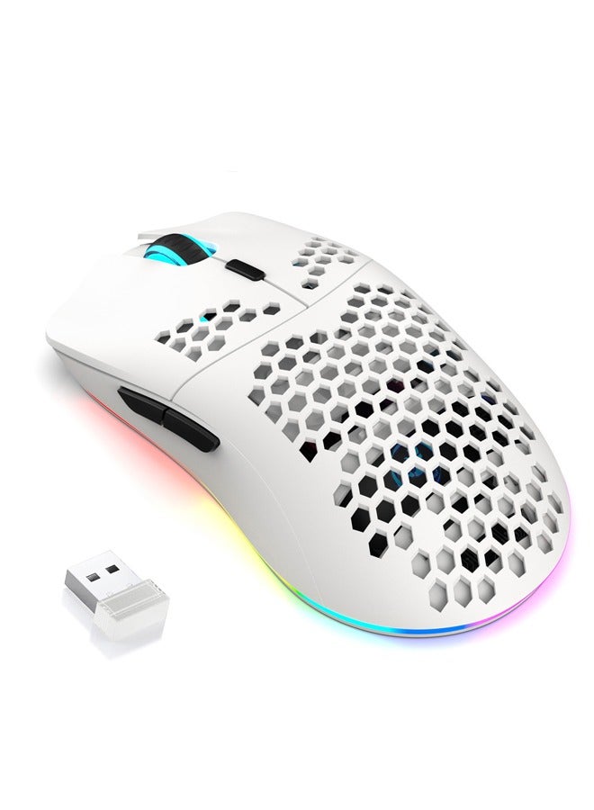 RGB 2.4G ماوس لاسلكية لعبة ، مع أربعة قابل للتعديل إدارة شؤون الإعلام الأبيض - Image 1