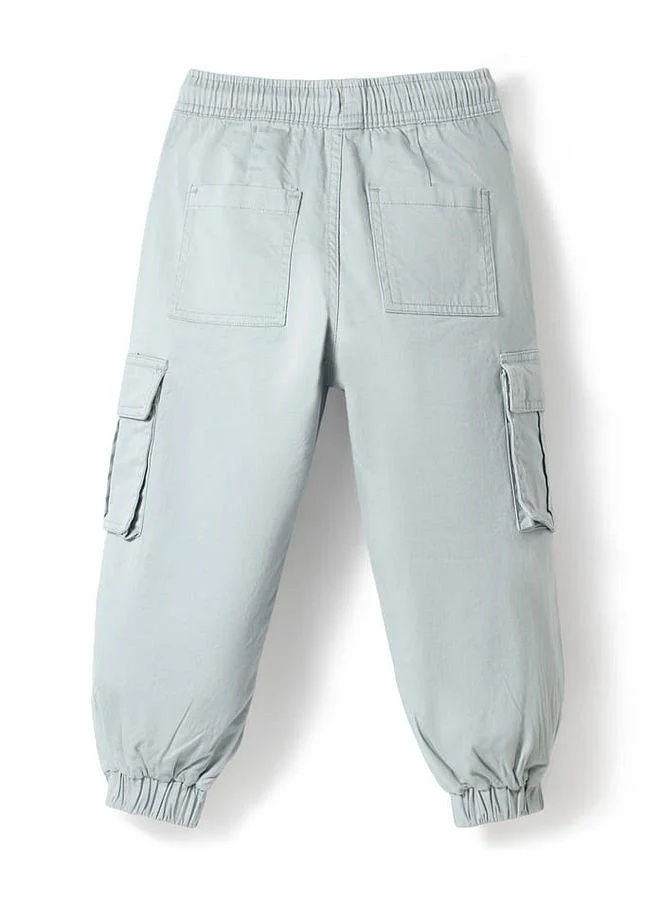 Pine Kids Pine Kids Cotton Elastane Woven Full Length Solid Color Trouser with Cargo Pockets - Light Grey