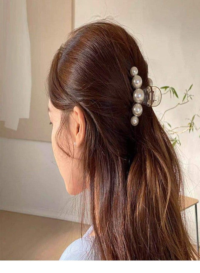 ANNACREATIONS ANNA CREATIONS 2 Pcs Korean Fashionable Fancy Stylish Large Pearl Hair Claw Clips Long Hair Jaw Clips Clutches Barrettes Hair Accessories for Women and Girls - Image 5