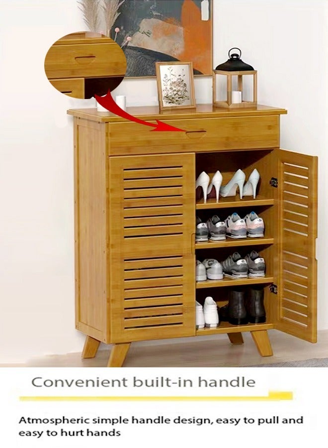 Raffine Multi-Tiers Bamboo Shoe Rack Home Storage Shoe Organizer Freestanding Shoe Rack with Drawer Storage Display Furniture for Entryway Hallway Living Room Entrance 60x33x90 cm - Image 5