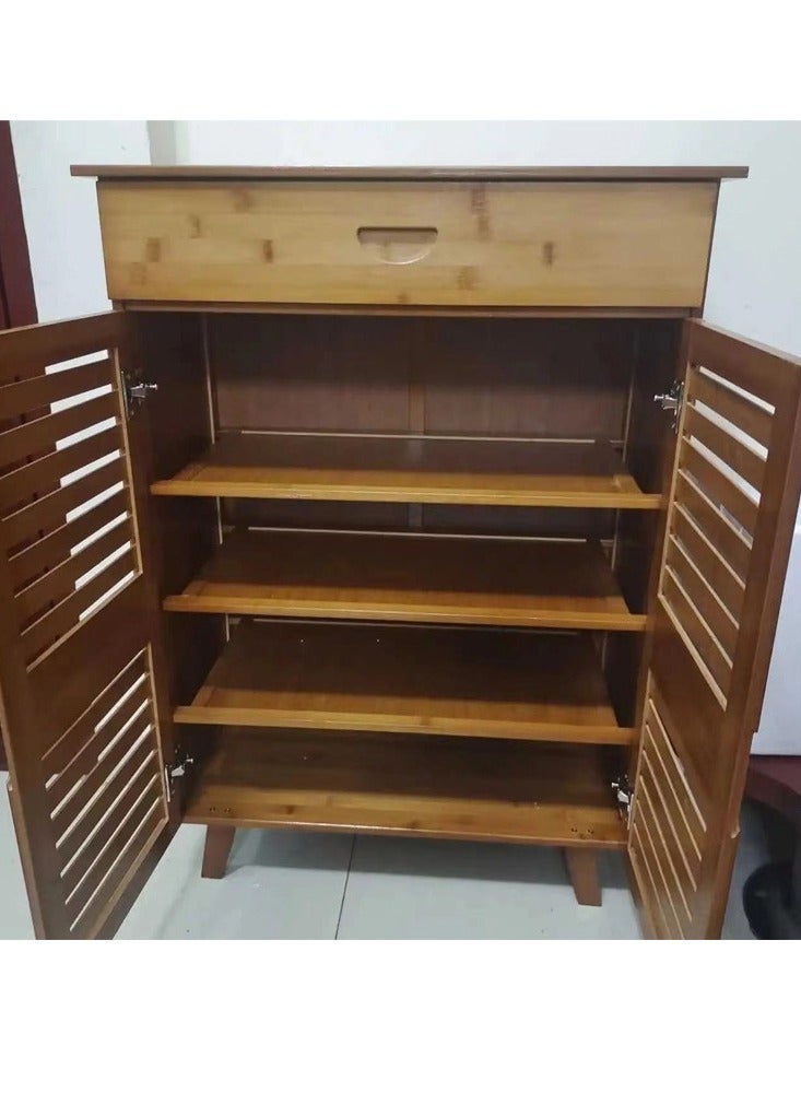 Raffine Multi-Tiers Bamboo Shoe Rack Home Storage Shoe Organizer Freestanding Shoe Rack with Drawer Storage Display Furniture for Entryway Hallway Living Room Entrance 60x33x90 cm - Image 3