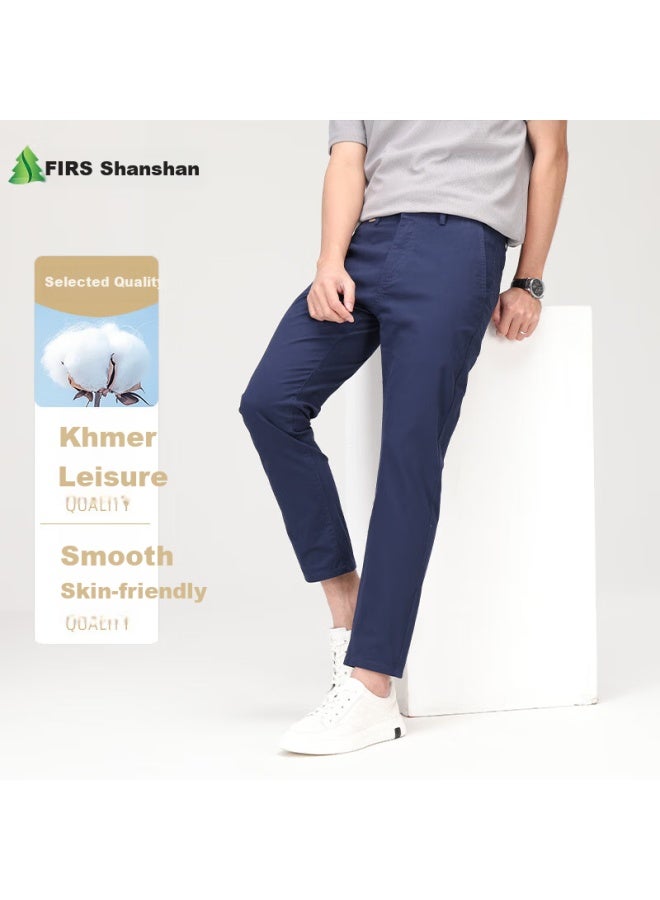 Shanshan Elastic And Stylish Summer Thin Men's Casual Pants Elastic Comfortable Slim Nine-point Pants Blue 34