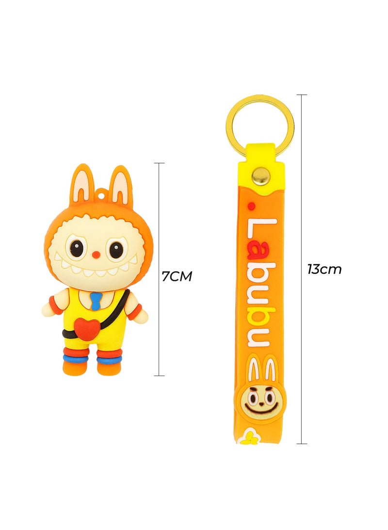 Labubu Keychain 3D Cartoon Pendant with Silicone Strap | Soft PVC Material, Durable & Lightweight | Pendant Size 7cm & Strap Size 13cm | Secure Metal Key Ring with Lobster Clasp | Portable, Wear-Resistant, Non-Fading | Cute Accessory for Keys & Bags - Image 3