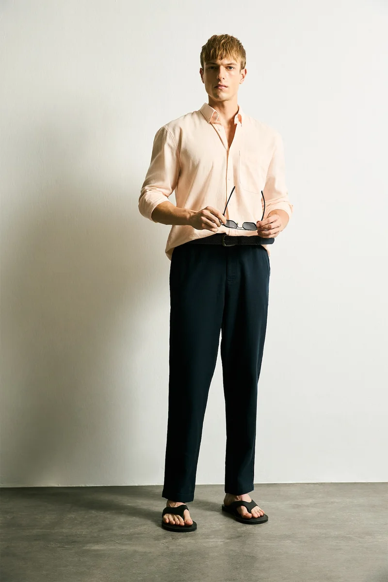 Defacto  Regular Fit Regular Hem Cotton Trousers for Men | Best Price UAE