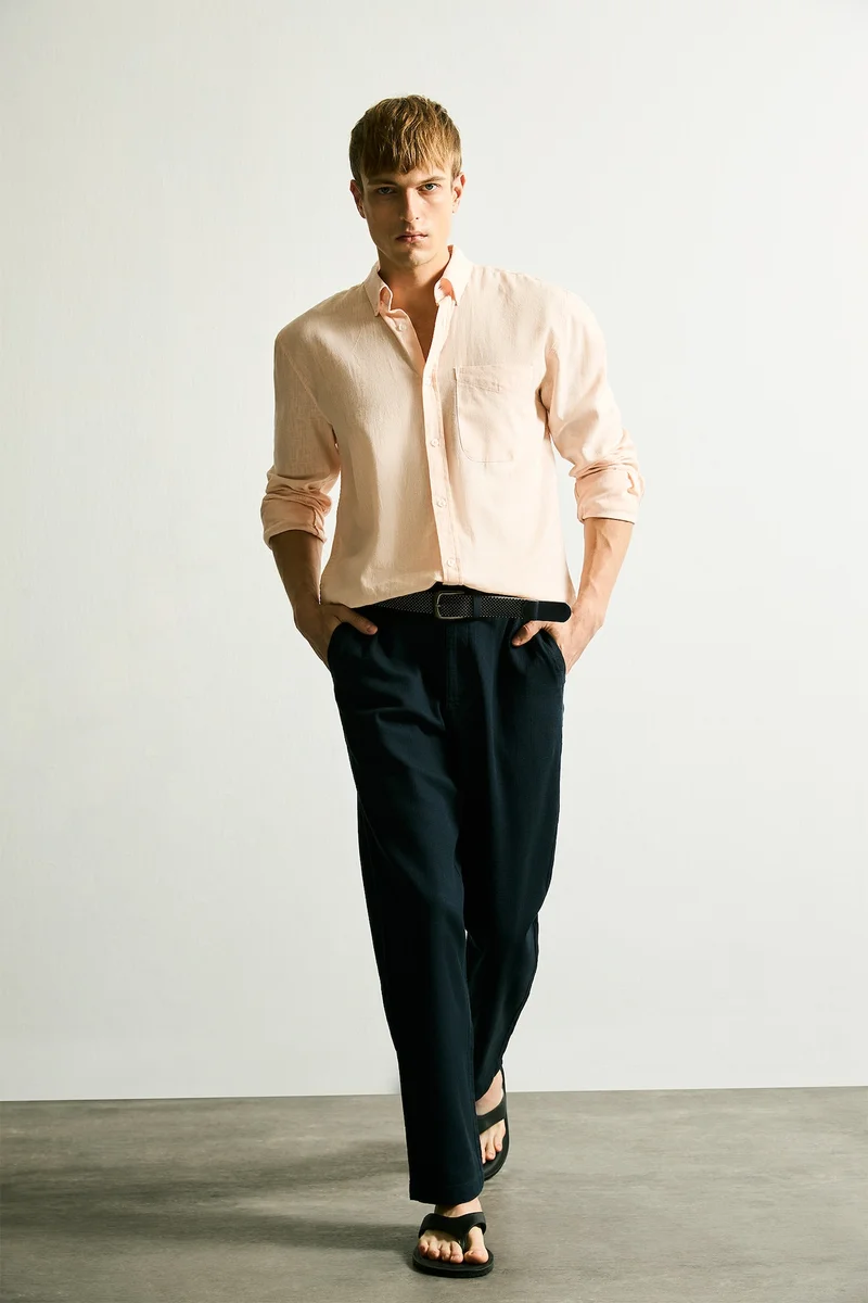 Defacto  Regular Fit Regular Hem Cotton Trousers for Men | Best Price UAE