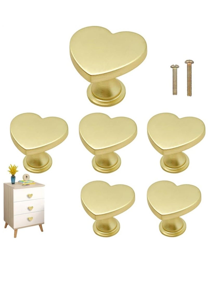 Y&D Brass Drawer Knobs, Heart Shape Handle Zinc Alloy Handle, Cabinet Dresser Pulls Handles Kitchen Furniture for Cupboard Bathroom Closet, Modern Hardware, 6 pcs  - Image 1