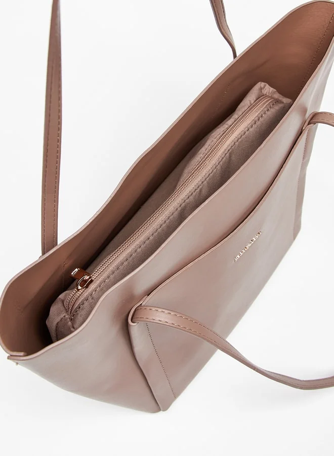 Flora Bella By Shoexpress Solid Tote Bag with Double Handle
