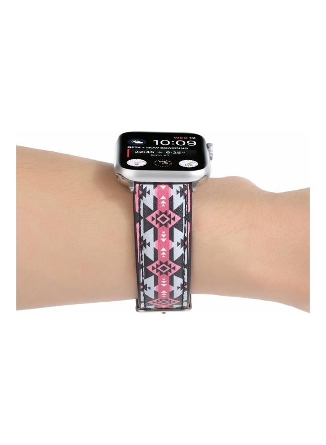 NIBEMINENT Replacement Watchband For Apple Watch Black Pink Ethnic Style - Image 5