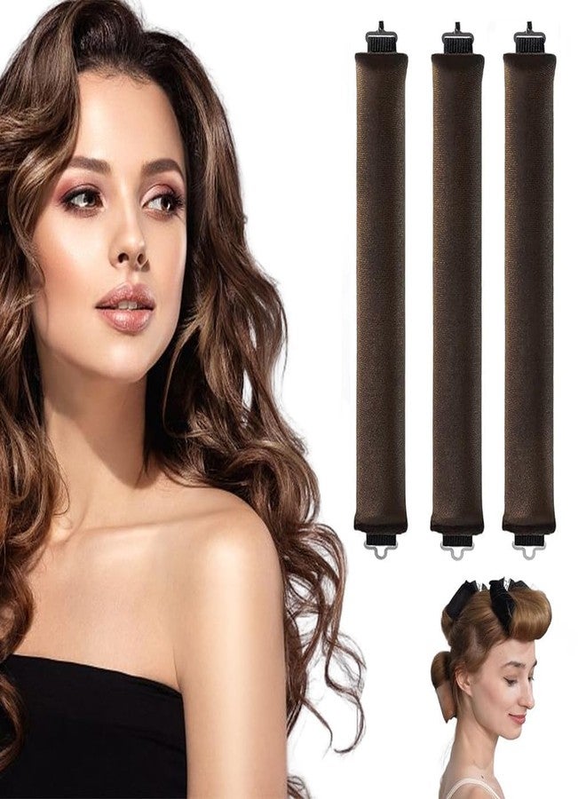 MASHUR FAB بكرات شعر مرنة من ماشور فاب مع خطاف، طول 9.84 بوصة، قطر 1.37 بوصة، بني، طقم من 3 قطع - Image 2