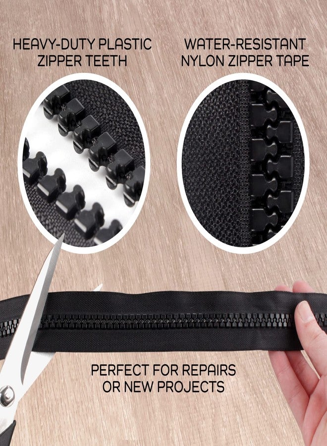 بامبو إم إن 10 ياردات من سحاب بلاستيكي متواصل قابل للفصل رقم 8، 4 مقابض قفل من مادة ديلرين - أسود - Image 3