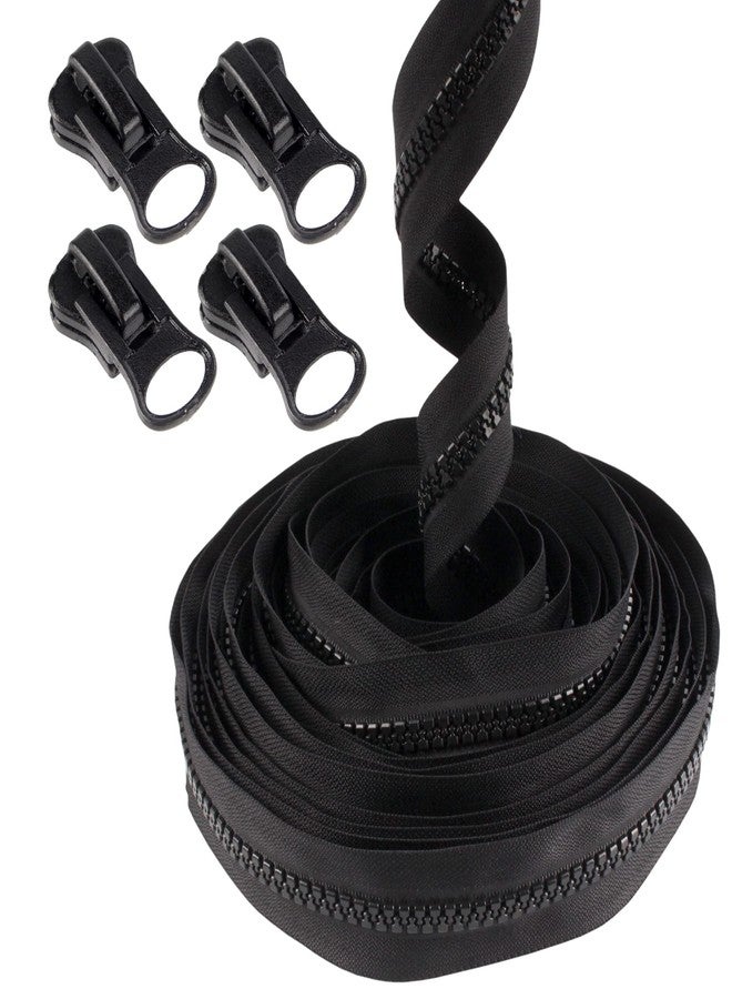 بامبو إم إن 10 ياردات من سحاب بلاستيكي متواصل قابل للفصل رقم 8، 4 مقابض قفل من مادة ديلرين - أسود - Image 1