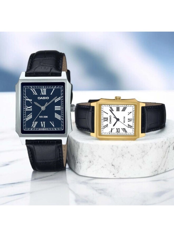 CASIO Analog Men's Watch MTP-B190L-2B, 41 mm Blue Dial, Silver Stainless Steel Case & Black Leather Strap, 50m WR - Image 3