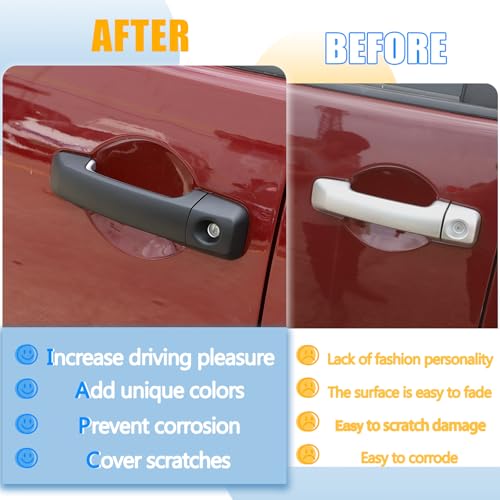 LLKUANG ABS Car Exterior Door Handle Decorative Cover Trim Fit for Toyota FJ Cruiser Handle Accessories 4pcs/Set (Matte Black) - Image 2