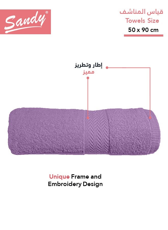 Sandy Premium Hotel Quality Hair Towel Set 100% Cotton Made in Egypt - 600 GSM, Soft Quick Drying and Highly Absorbent (4 Pack - 50x90 cm) - Lilac - Image 2