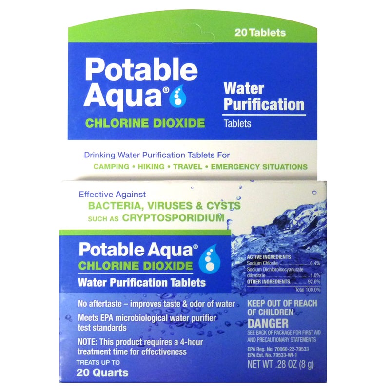 Potable Aqua Chlorine Dioxide Water Purification Tablets - 20 Count - Image 1