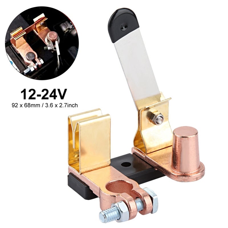 Brass Battery Power Switch 15-17mm Negative Post Vertical Knife Disconnect Cut Off Switch - Corrosion Resistant for 12V-24V Car Battery Maintenance - Image 2