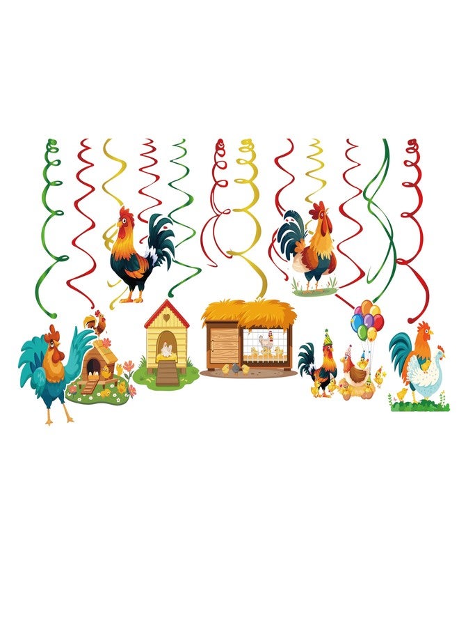 Lide Road 30Pcs Roosters Party Hanging Swirl Decorations Roosters Theme Ceiling Whirl Hanging Decorations for Roosters Theme Birthday Party Decor - Image 4