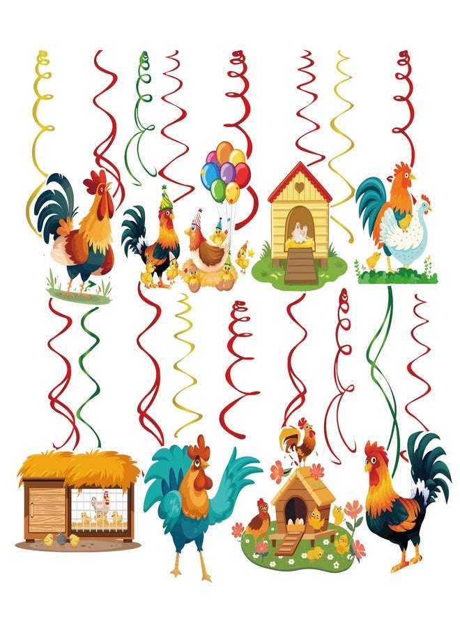 Lide Road 30Pcs Roosters Party Hanging Swirl Decorations Roosters Theme Ceiling Whirl Hanging Decorations for Roosters Theme Birthday Party Decor - Image 3