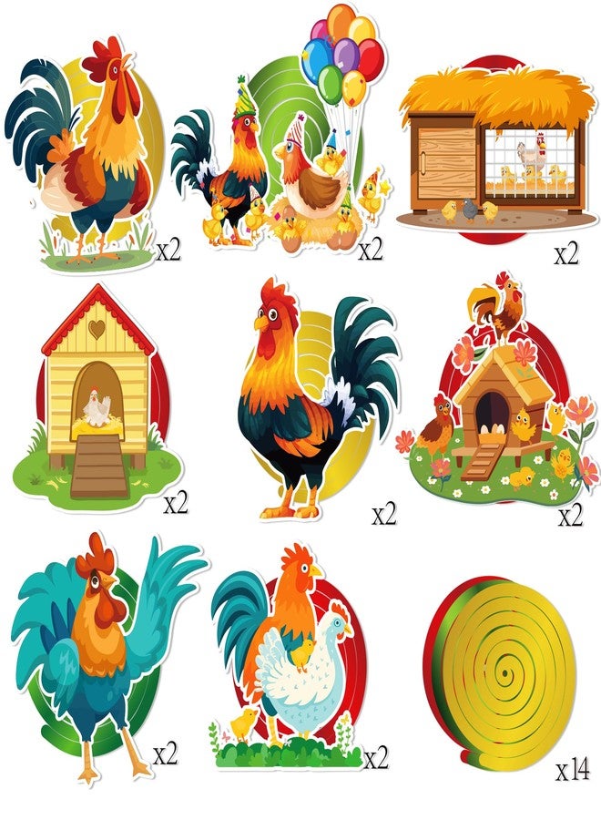Lide Road 30Pcs Roosters Party Hanging Swirl Decorations Roosters Theme Ceiling Whirl Hanging Decorations for Roosters Theme Birthday Party Decor - Image 2