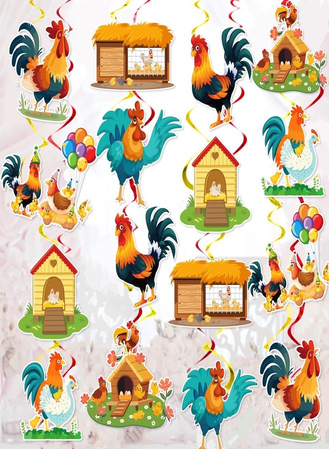 Lide Road 30Pcs Roosters Party Hanging Swirl Decorations Roosters Theme Ceiling Whirl Hanging Decorations for Roosters Theme Birthday Party Decor - Image 5