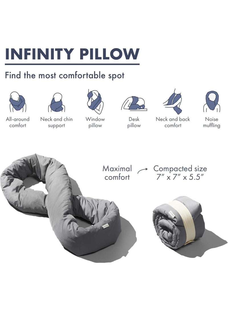 SOLARAE nfinity Pillow - Home Travel Soft Neck Scarf Support Sleep for Flights Train (Grey) - Image 3