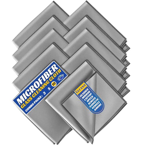 F8WARES 10PK Microfiber Glass Cleaning Cloth for Windows & Mirror - Thickened Magic Cleaning Cloths and Wipes - Anti Scratch Dusting cloth for Kitchen,Car,Specs,Laptop,Mobile & Tv Screen Cleaning Grey - Image 1