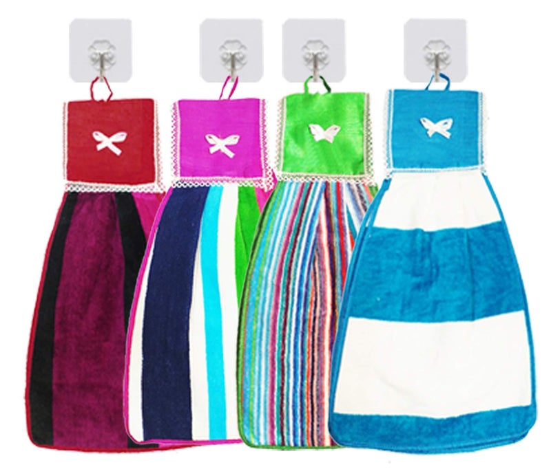 Kuber Industries Hanging Cotton 4 Pieces Cotton Washbasin Napkin/Hand Towel for Kitchen and Bathroom (Multi) - Image 1