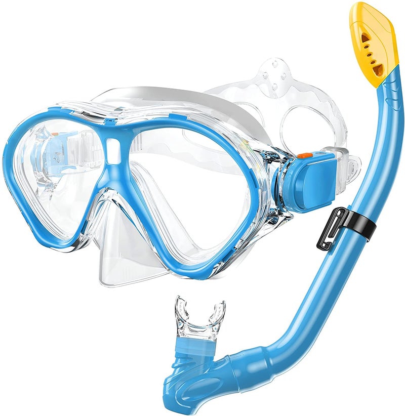 Gintenco Kids Snorkel Set Diving Mask for Children as Unisex Kids Swimming Goggles AntiFog Diving Mask and Dry Top Snorkel Combo Set for Junior and Youth