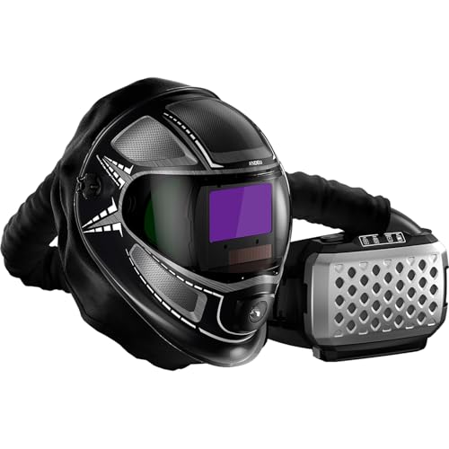 ANDELI Welding Helmet with Respirator,99.95% PAPR Filtration Efficiency Panoramic 180° Large Viewing Powered Air Purifying Respirator Auto Darkening Welding Helmet with Light - Image 1