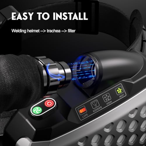 ANDELI Welding Helmet with Respirator,99.95% PAPR Filtration Efficiency Panoramic 180° Large Viewing Powered Air Purifying Respirator Auto Darkening Welding Helmet with Light - Image 5