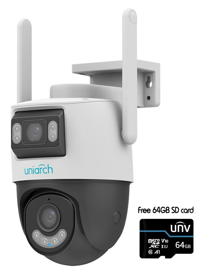 UNIARCH UNIARCH Dual Lens (3.0 MP + 3.0 MP) Outdoor Smart WiFi 360º PT CCTV Camera - UHO-P2S-M33F34 with free 64GB SD card  - Image 1